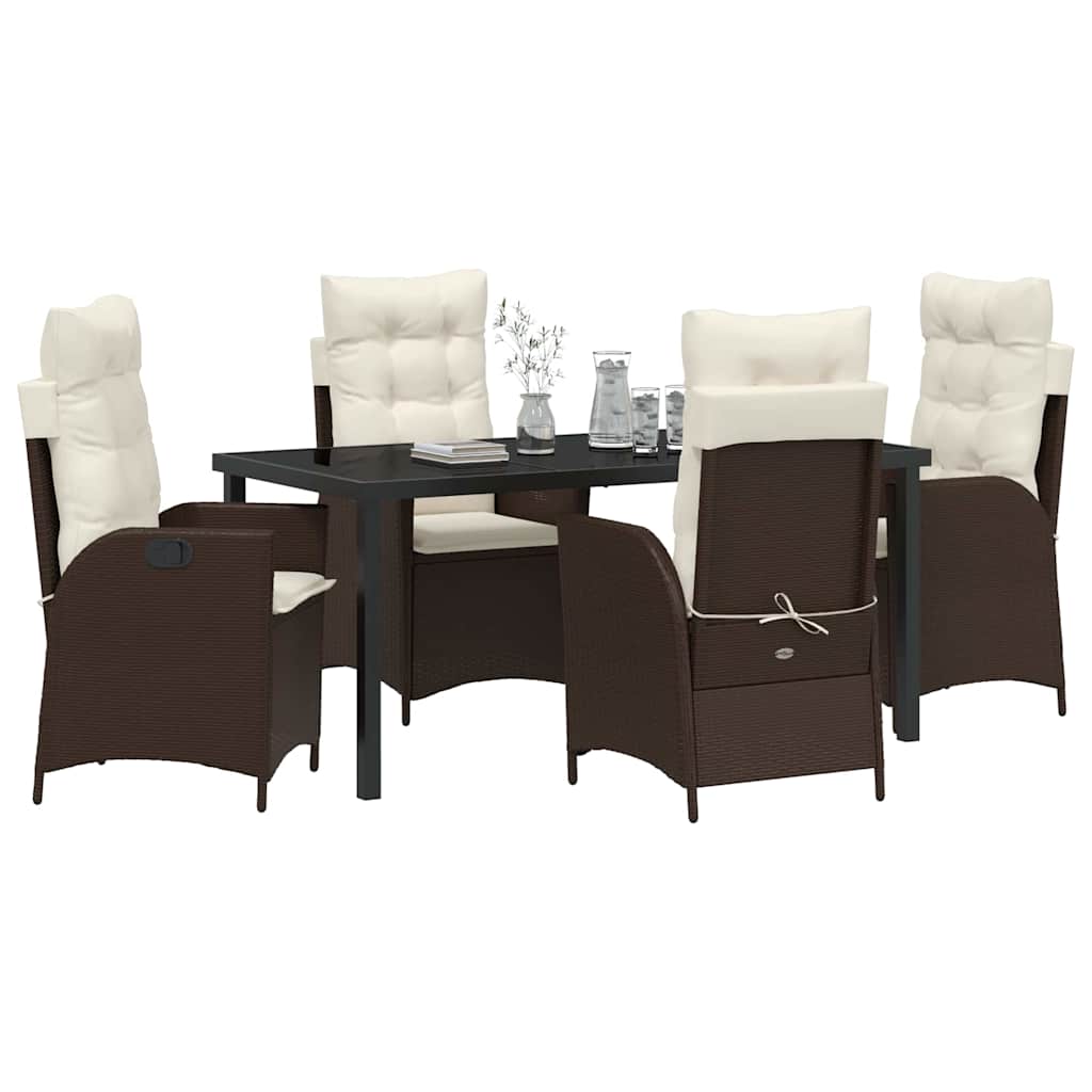 Σέτ φαγητού για κήπο με μαξιλάρι 5 pcs Καφέ συνθετικό ρατάν - Pakobazaar