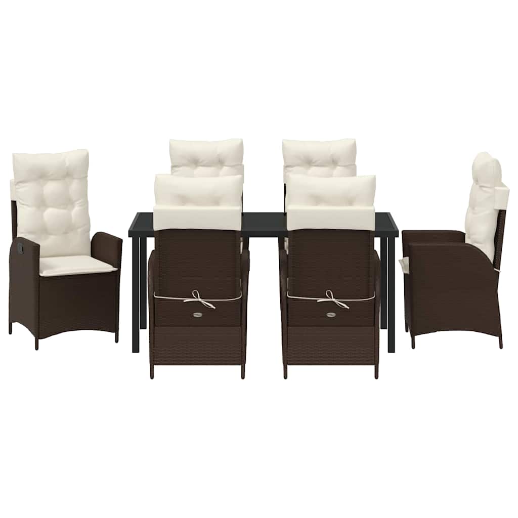 Σέτ φαγητού για κήπο με μαξιλάρι 7 pcs Καφέ συνθετικό ρατάν - Pakobazaar