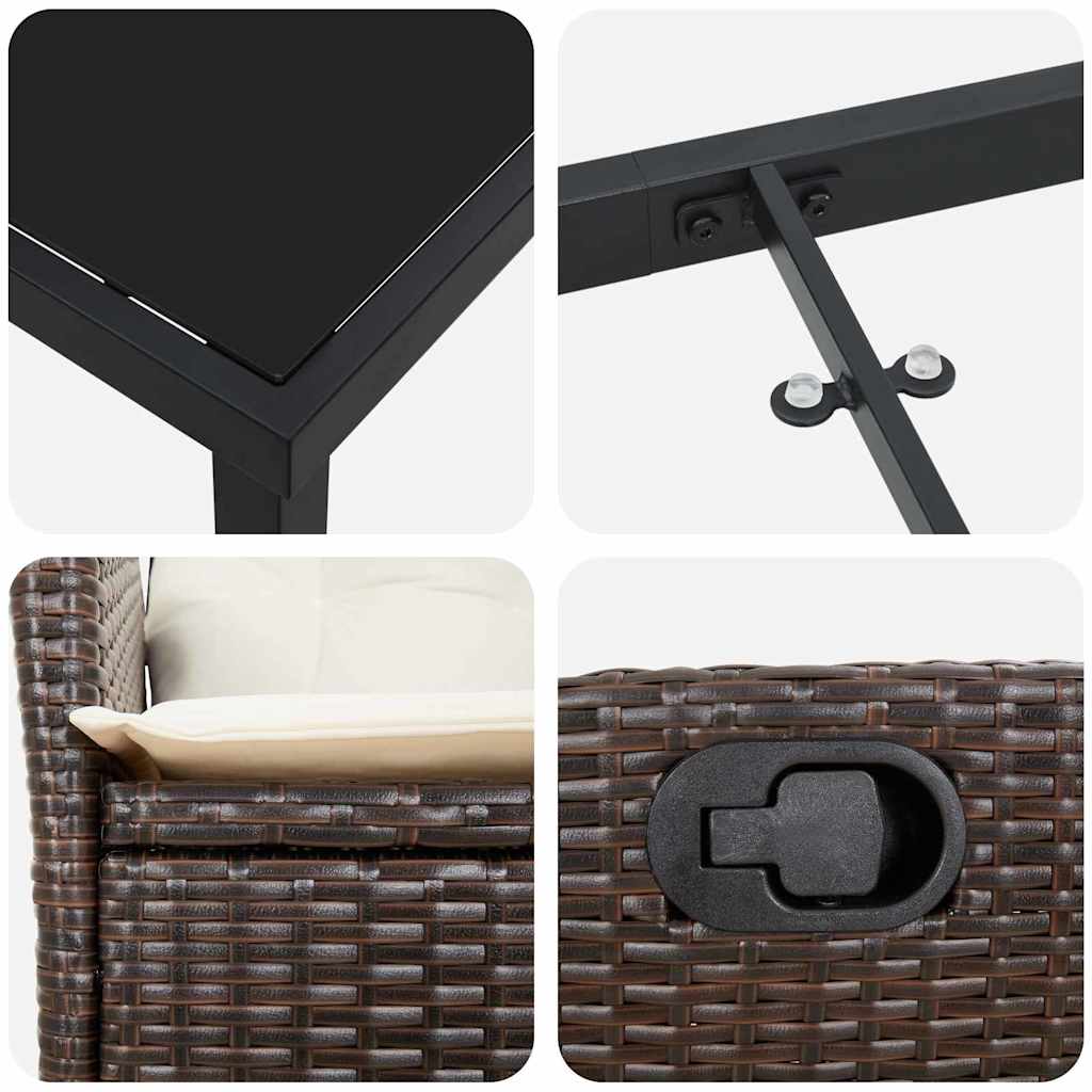 Σέτ φαγητού για κήπο με μαξιλάρι 9 pcs Καφέ συνθετικό ρατάν - Pakobazaar