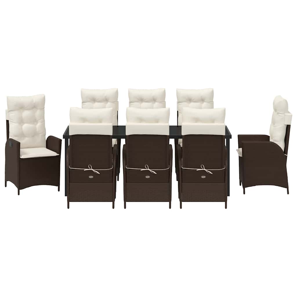 Σέτ φαγητού για κήπο με μαξιλάρι 9 pcs Καφέ συνθετικό ρατάν - Pakobazaar