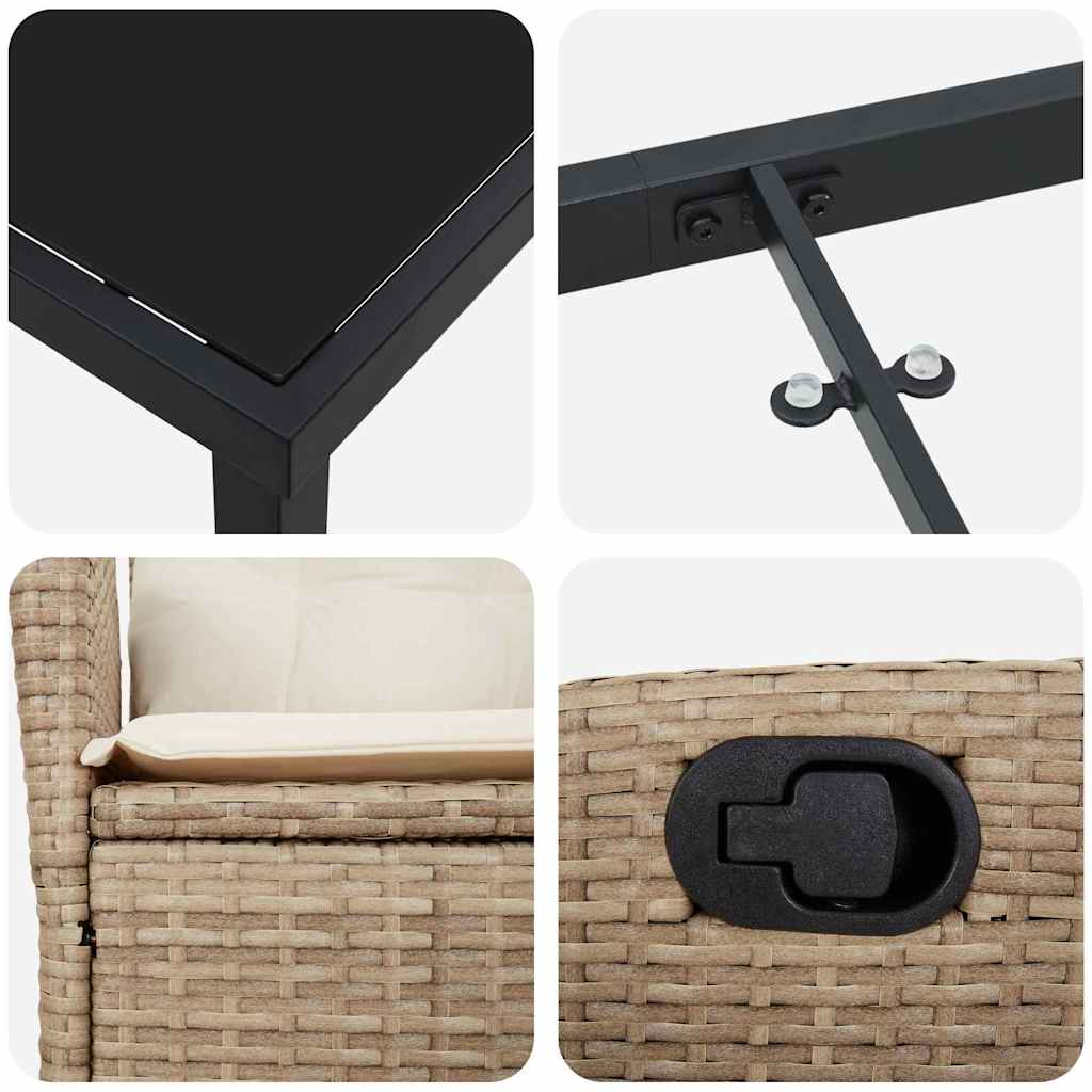 Σέτ φαγητού για κήπο με μαξιλάρι 9 pcs Μπεζ συνθετικό ρατάν - Pakobazaar