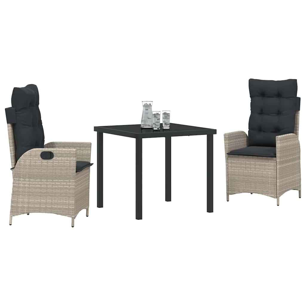 Σέτ φαγητού για κήπο 3 pcs Ανοιχτό γκρι συνθετικό ρατάν - Pakobazaar