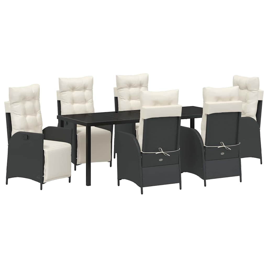 Σέτ φαγητού για κήπο με μαξιλάρι 7 pcs Μαύρο συνθετικό ρατάν - Pakobazaar