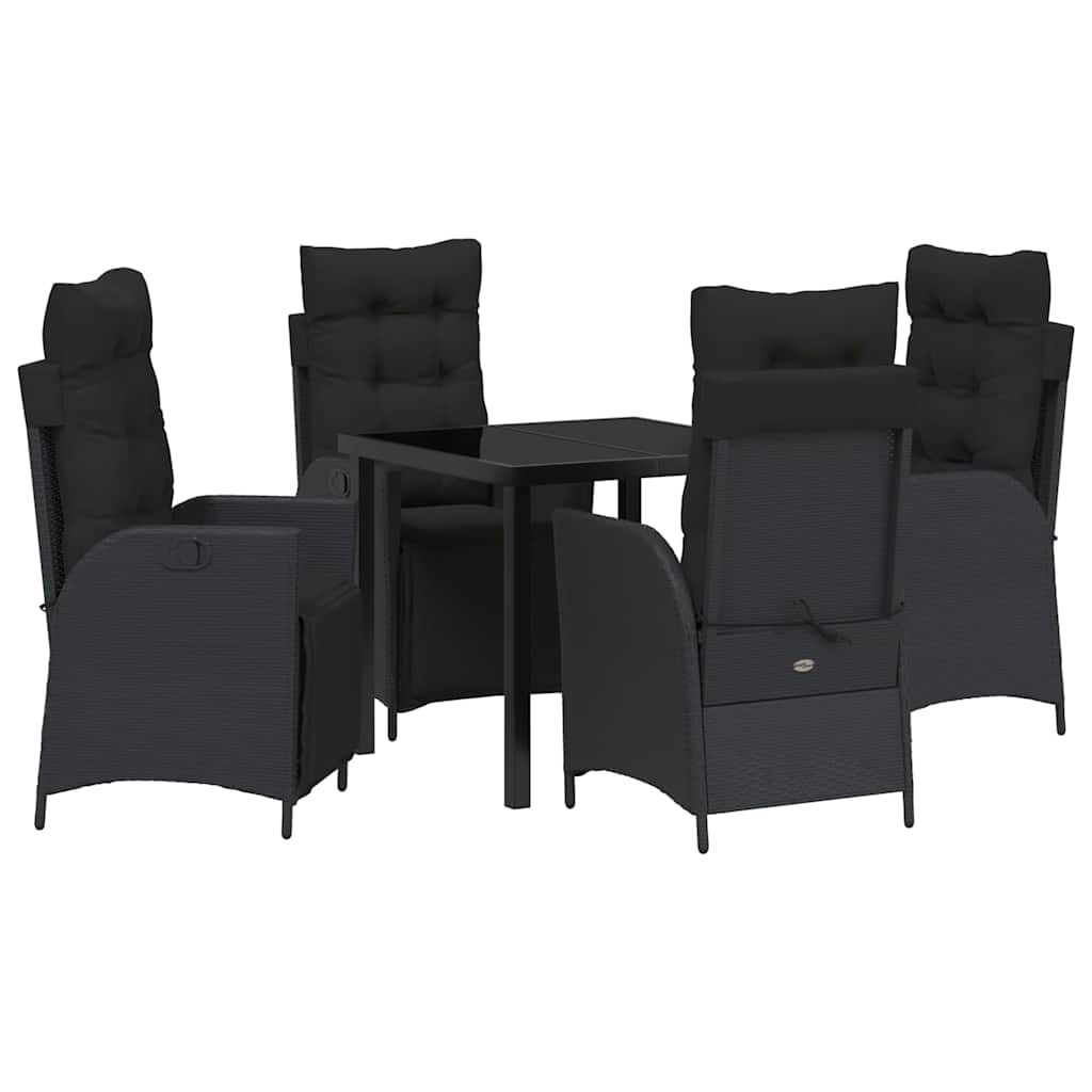 Σέτ φαγητού για κήπο με μαξιλάρι 5 pcs Μαύρο συνθετικό ρατάν - Pakobazaar
