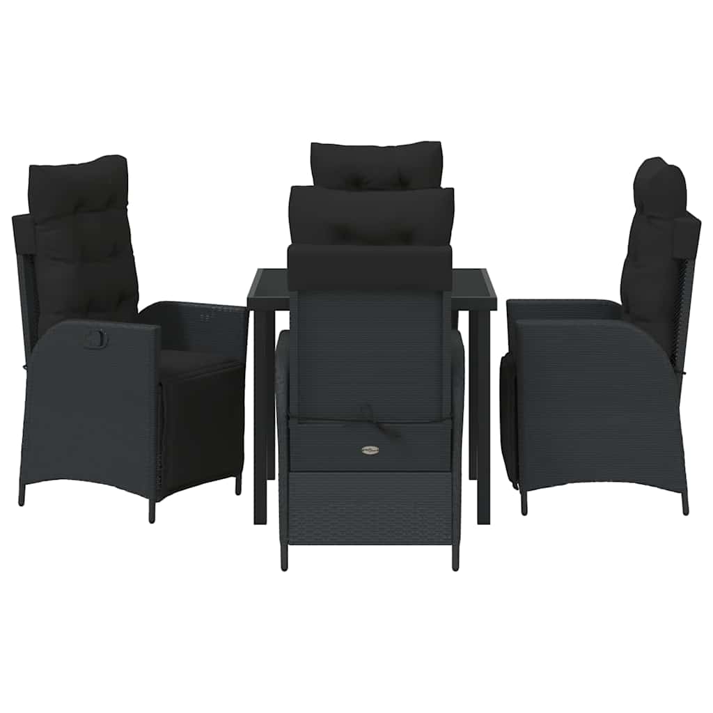Σέτ φαγητού για κήπο με μαξιλάρι 5 pcs Μαύρο συνθετικό ρατάν - Pakobazaar