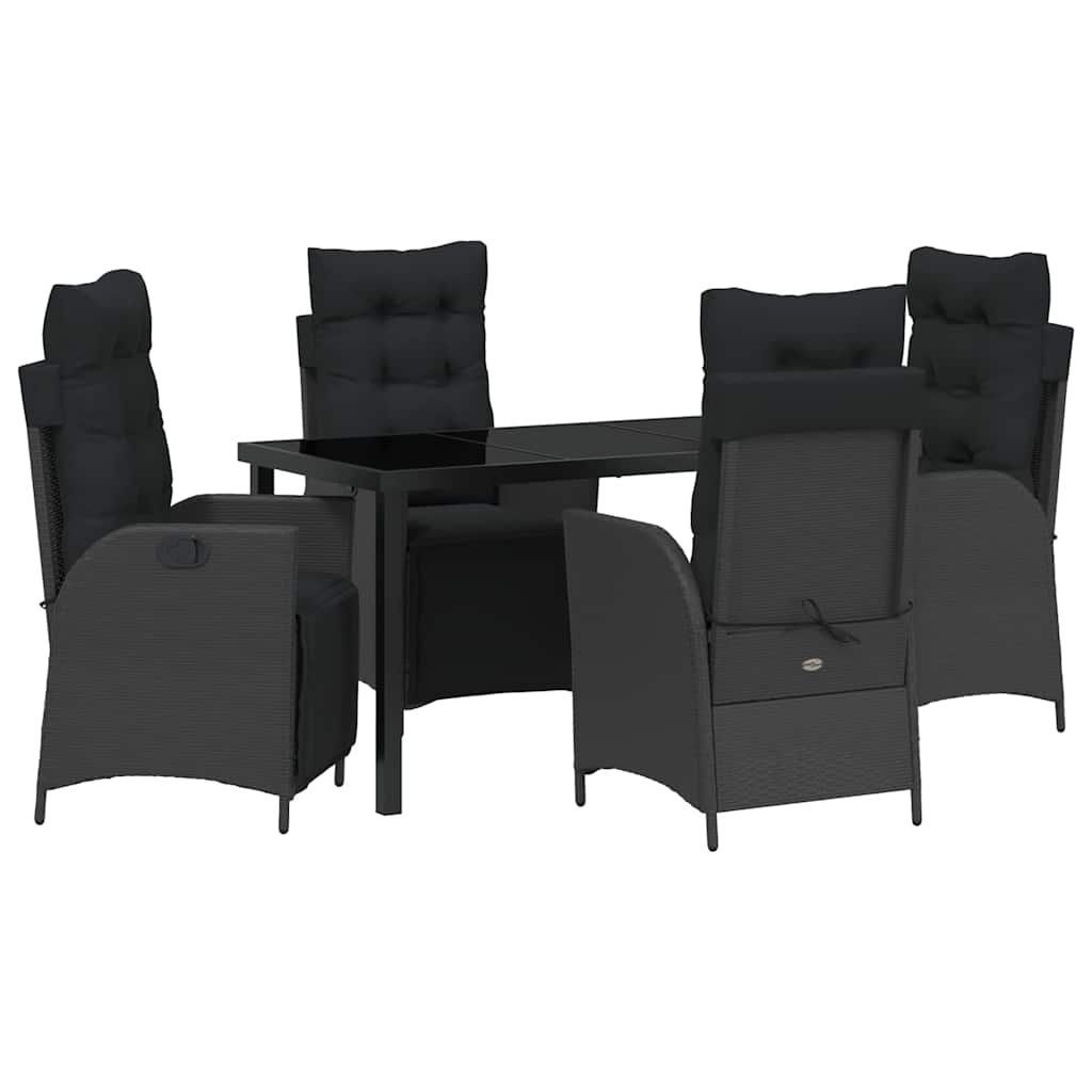 Σέτ φαγητού για κήπο με μαξιλάρι 5 pcs Μαύρο συνθετικό ρατάν - Pakobazaar