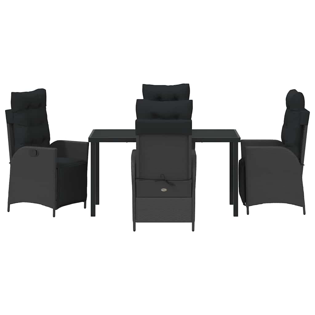 Σέτ φαγητού για κήπο με μαξιλάρι 5 pcs Μαύρο συνθετικό ρατάν - Pakobazaar