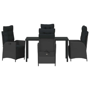 Σέτ φαγητού για κήπο με μαξιλάρι 5 pcs Μαύρο συνθετικό ρατάν - Pakobazaar