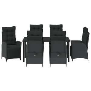 Σέτ φαγητού για κήπο με μαξιλάρι 7 pcs Μαύρο συνθετικό ρατάν - Pakobazaar