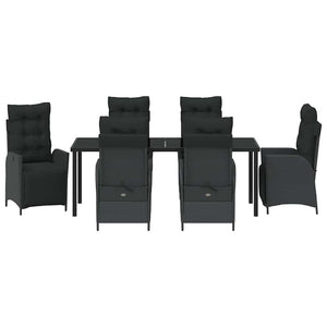 Σέτ φαγητού για κήπο με μαξιλάρι 7 pcs Μαύρο συνθετικό ρατάν - Pakobazaar