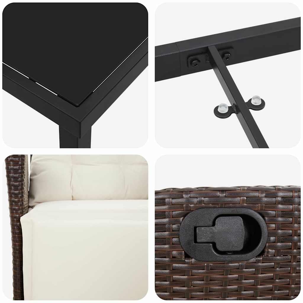 Σέτ φαγητού για κήπο με μαξιλάρι 3 pcs Καφέ συνθετικό ρατάν - Pakobazaar