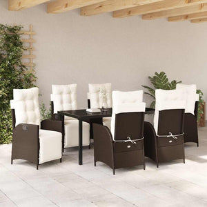 Σέτ φαγητού για κήπο με μαξιλάρι 7 pcs Καφέ συνθετικό ρατάν - Pakobazaar