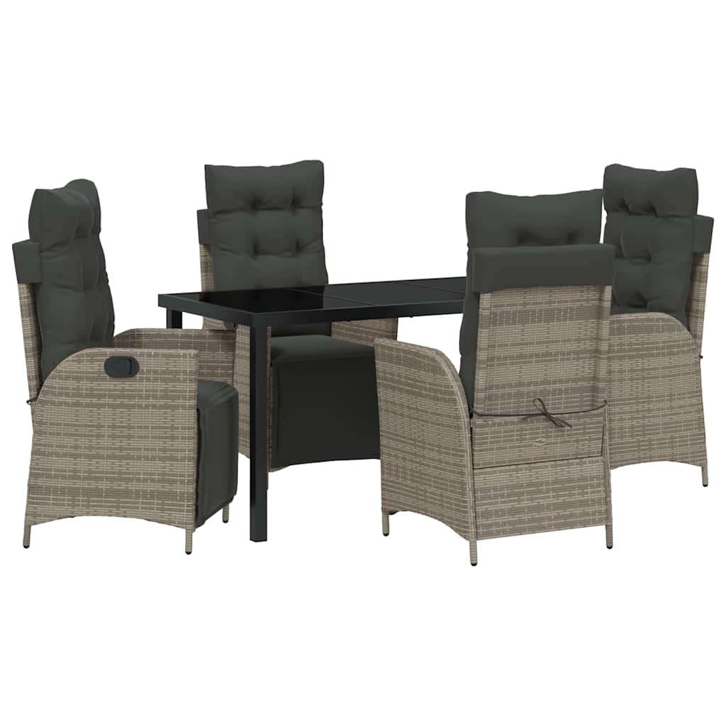 Σέτ φαγητού για κήπο με μαξιλάρι 5 pcs Γκρι συνθετικό ρατάν - Pakobazaar
