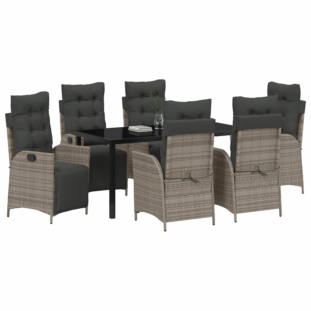 Σέτ φαγητού για κήπο με μαξιλάρι 7 pcs Γκρι συνθετικό ρατάν - Pakobazaar
