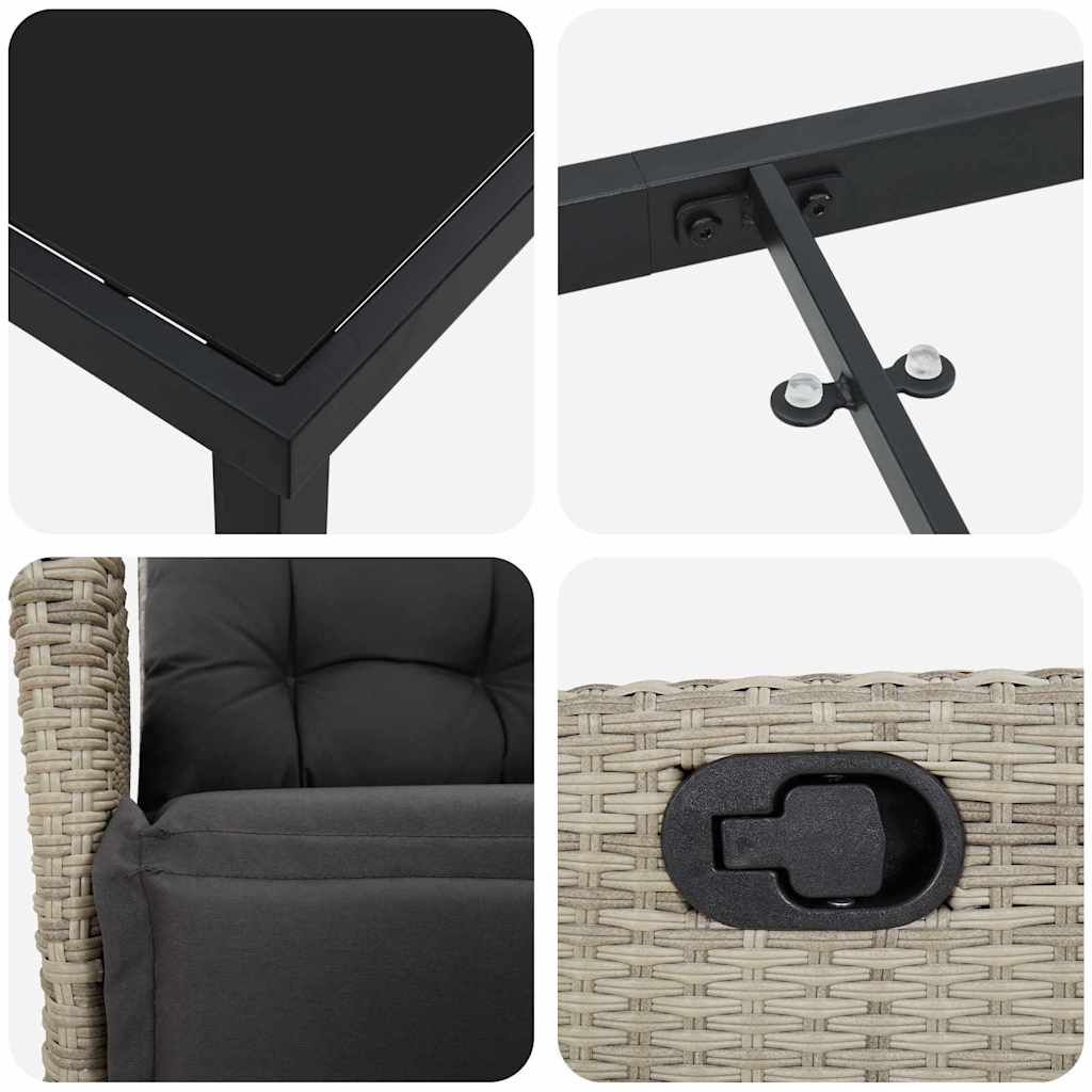 Σέτ φαγητού για κήπο 3 pcs Ανοιχτό γκρι συνθετικό ρατάν - Pakobazaar