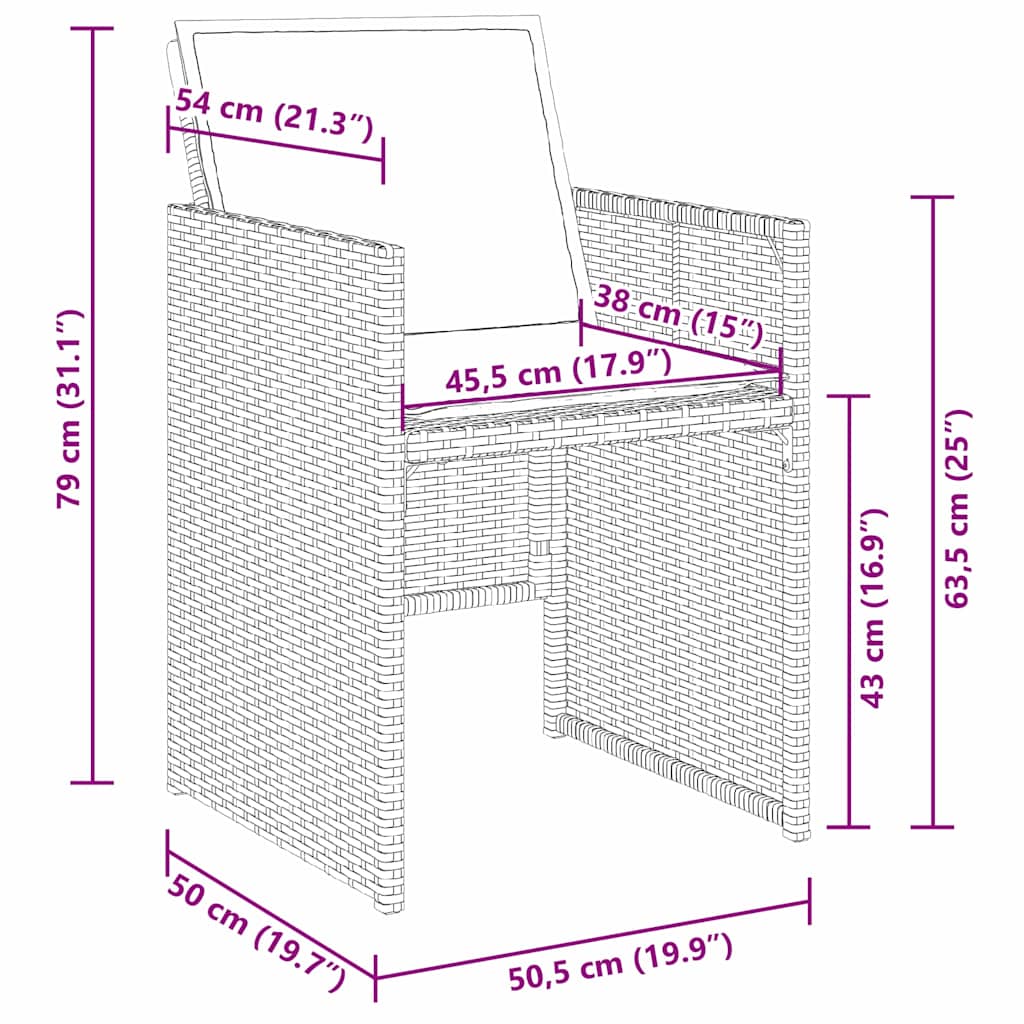 Σέτ φαγητού για κήπο 5 pcs Μαύρο συνθετικό ρατάν