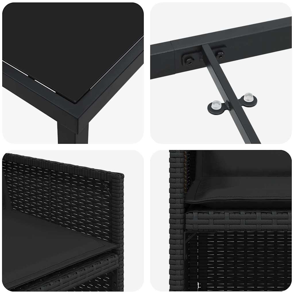 Σέτ φαγητού για κήπο 5 pcs Μαύρο συνθετικό ρατάν - Pakobazaar