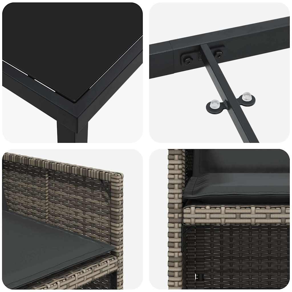 Σέτ φαγητού για κήπο 5 pcs Γκρι συνθετικό ρατάν - Pakobazaar