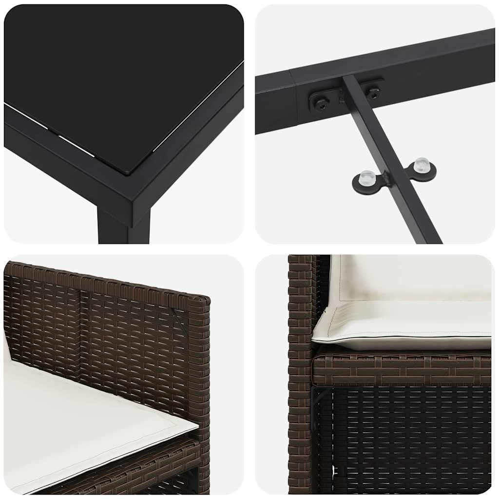 Σέτ φαγητού για κήπο 5 pcs Καφέ συνθετικό ρατάν - Pakobazaar