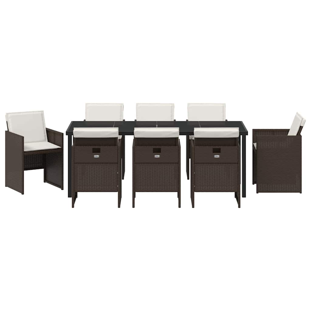 Σέτ φαγητού για κήπο 9 pcs Καφέ συνθετικό ρατάν - Pakobazaar