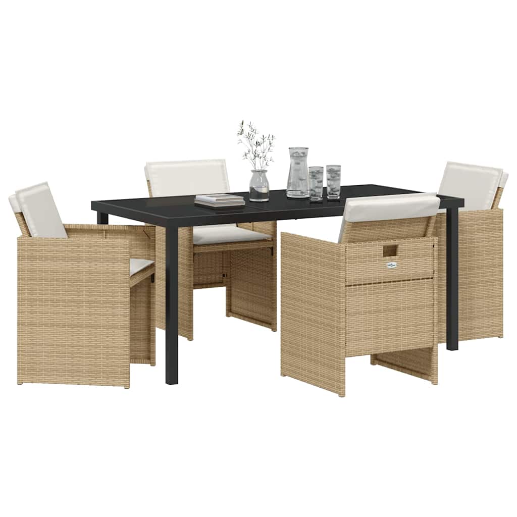 Σέτ φαγητού για κήπο 5 pcs Μπεζ συνθετικό ρατάν - Pakobazaar
