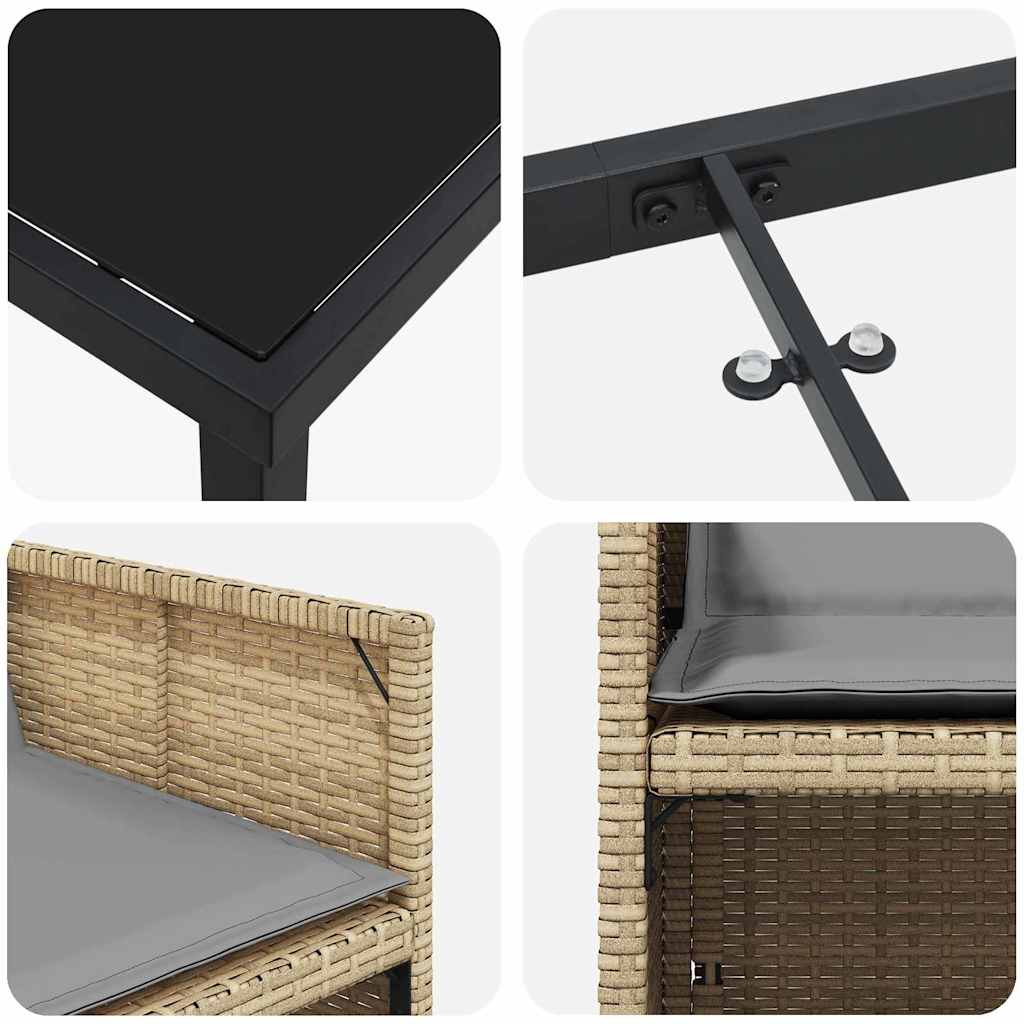 Σέτ φαγητού για κήπο 9 pcs Μπεζ συνθετικό ρατάν - Pakobazaar