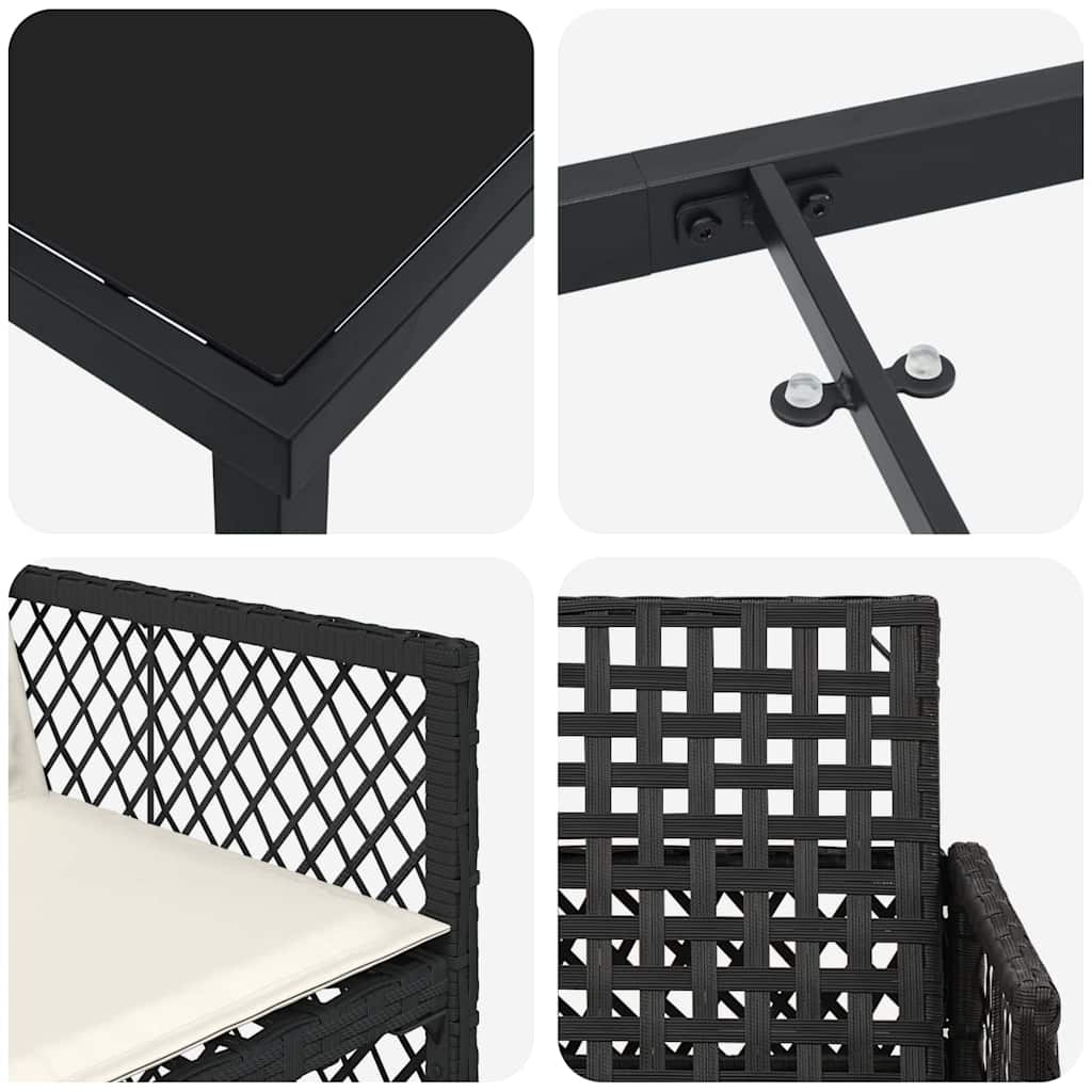 Σέτ φαγητού για κήπο 5 pcs Μαύρο συνθετικό ρατάν - Pakobazaar