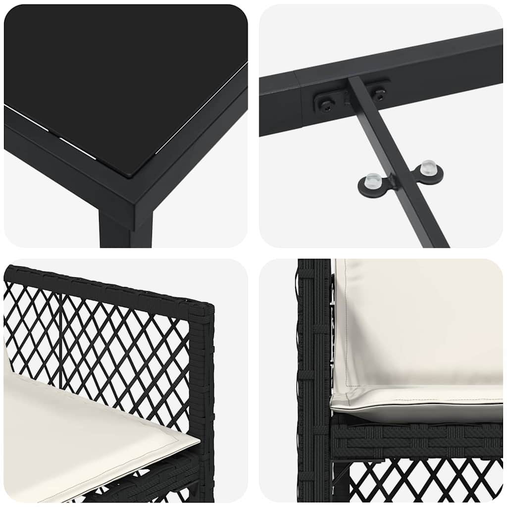 Σέτ φαγητού για κήπο 5 pcs Μαύρο συνθετικό ρατάν - Pakobazaar