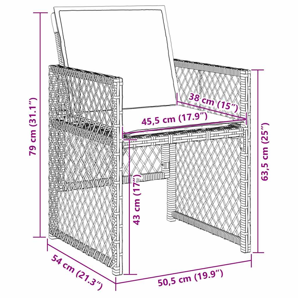 Σέτ φαγητού για κήπο 9 pcs Μπεζ συνθετικό ρατάν - Pakobazaar