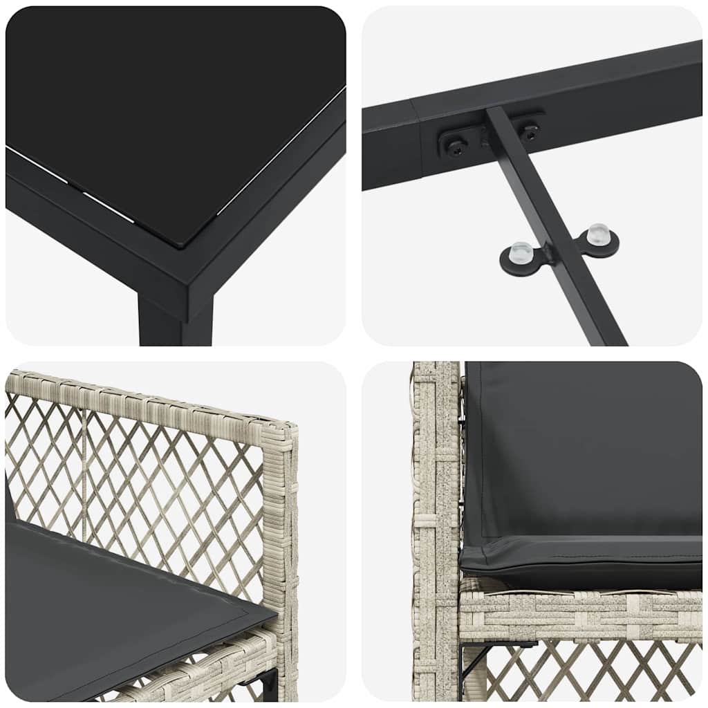 Σέτ φαγητού για κήπο 9 pcs Ανοιχτό γκρι συνθετικό ρατάν - Pakobazaar