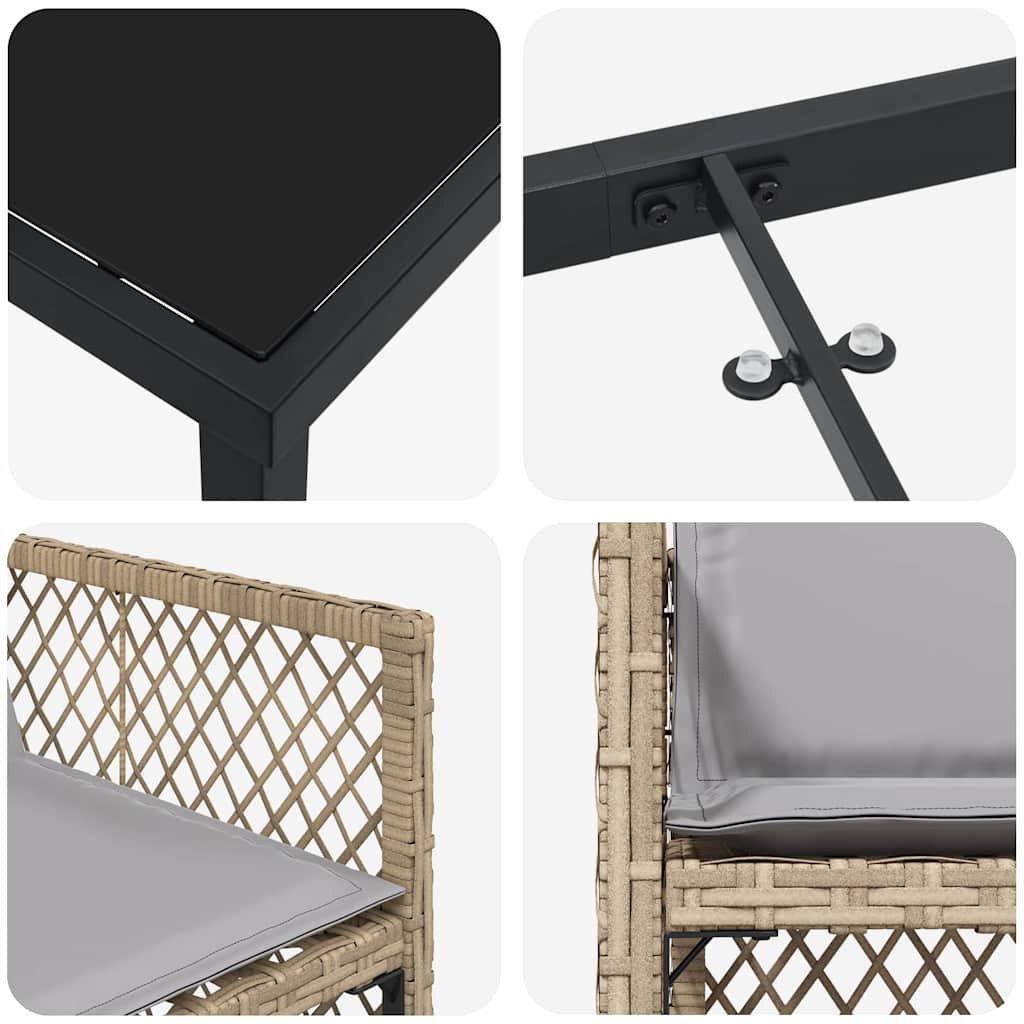 Σέτ φαγητού για κήπο 5 pcs Μπεζ συνθετικό ρατάν - Pakobazaar