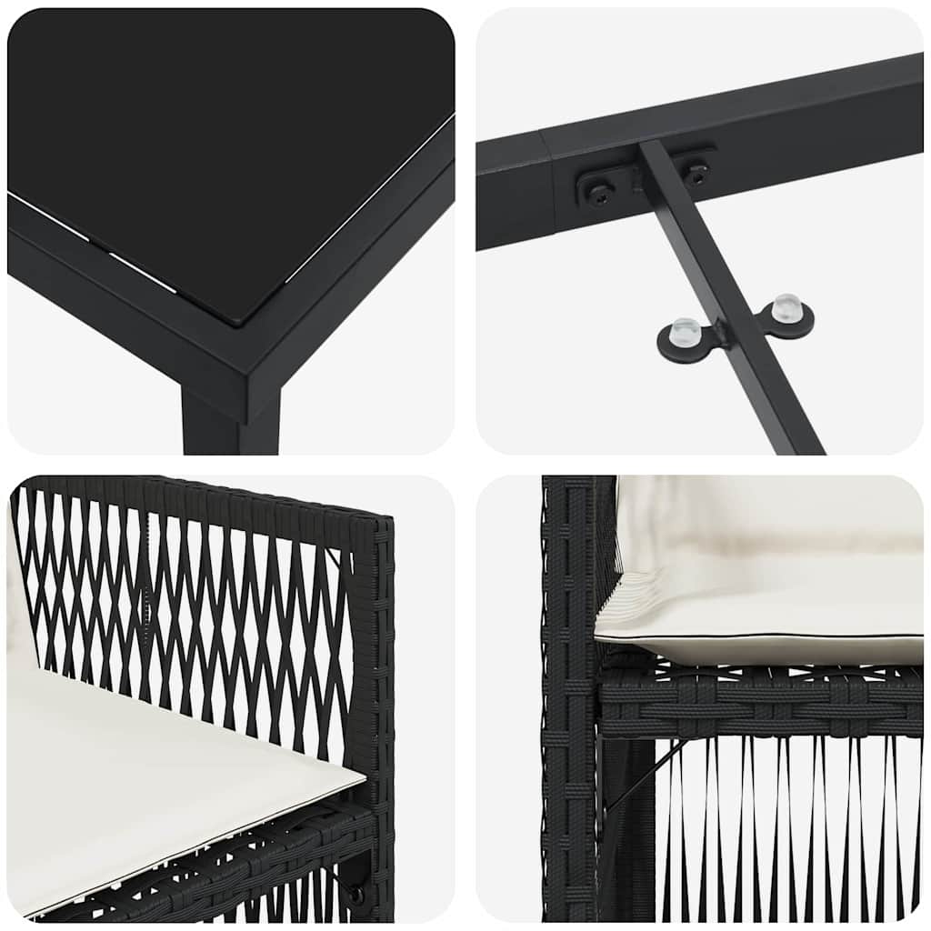 Σέτ φαγητού για κήπο 5 pcs Μαύρο Χάλυβας με επίστρωση πούδρας