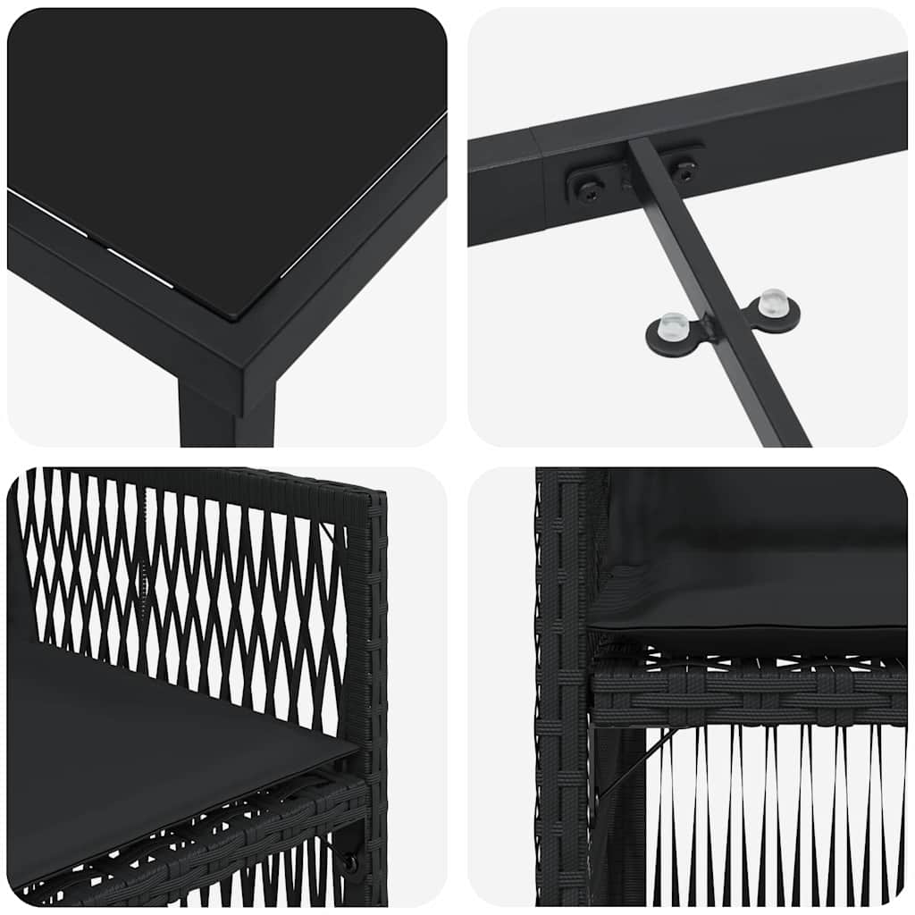 Σέτ φαγητού για κήπο 5 pcs Μαύρο Χάλυβας με επίστρωση πούδρας