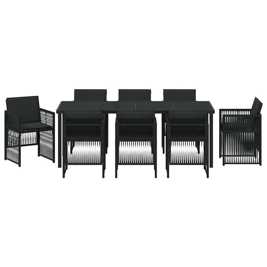 Σέτ φαγητού για κήπο 9 pcs Μαύρο Χάλυβας με επίστρωση πούδρας - Pakobazaar