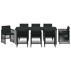Σέτ φαγητού για κήπο 9 pcs Μαύρο Χάλυβας με επίστρωση πούδρας - Pakobazaar