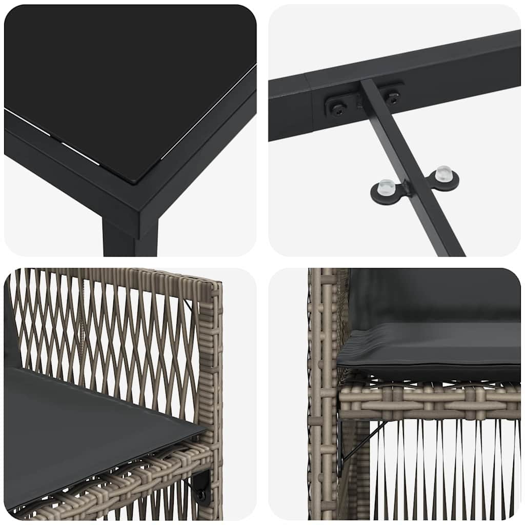 Σέτ φαγητού για κήπο 9 pcs Γκρι Χάλυβας με επίστρωση πούδρας - Pakobazaar