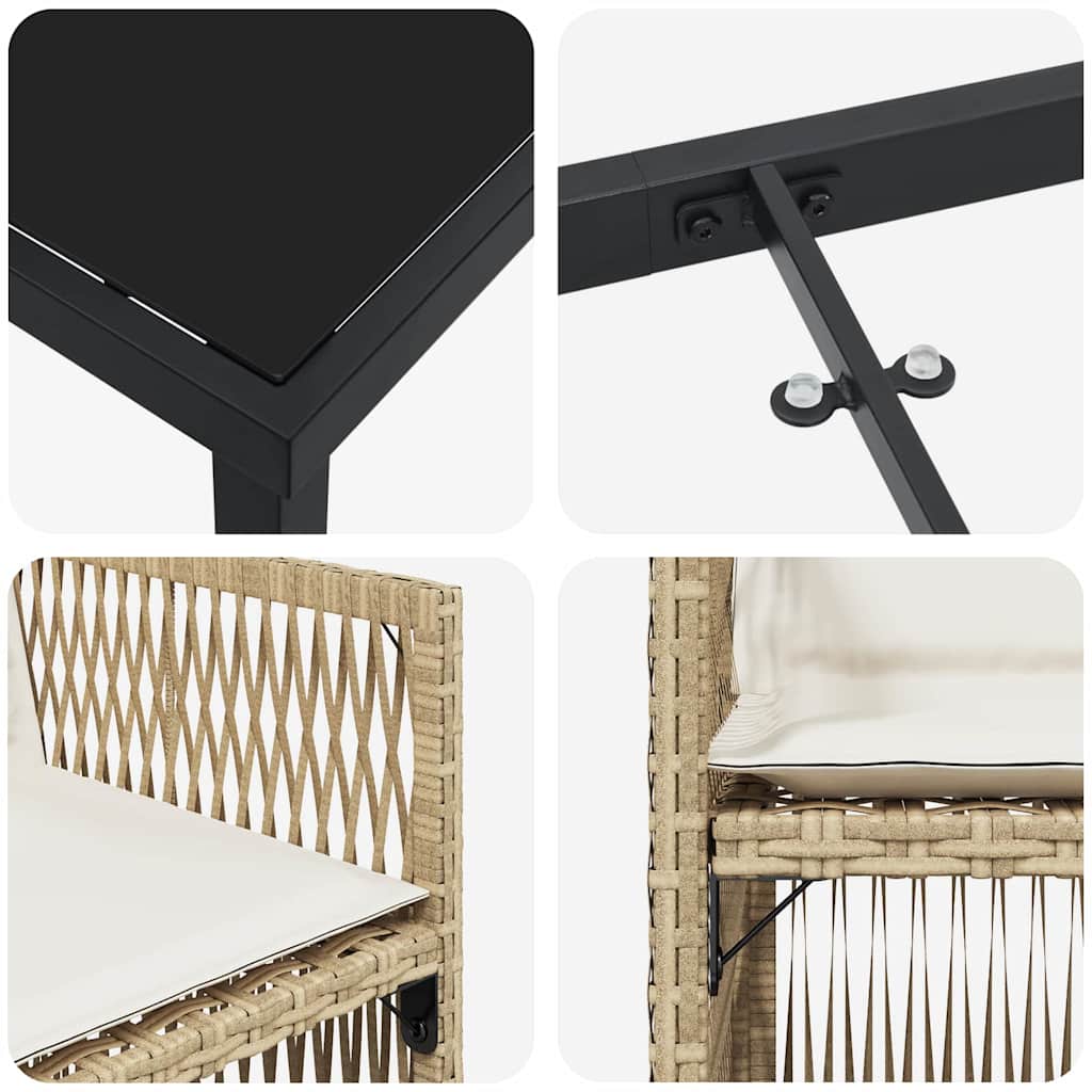 Σέτ φαγητού για κήπο 5 pcs Μπεζ Χάλυβας με επίστρωση πούδρας - Pakobazaar