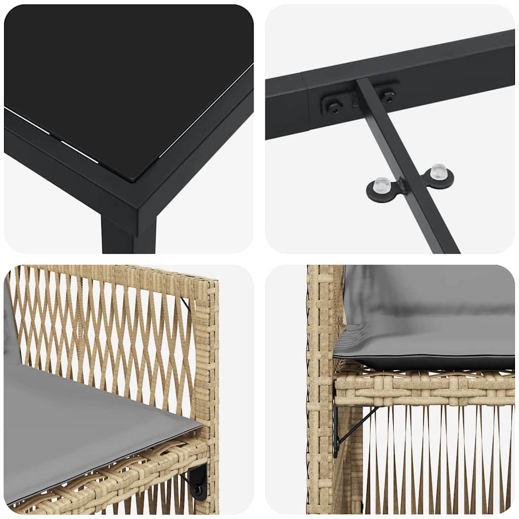 Σέτ φαγητού για κήπο 5 pcs Μπεζ Χάλυβας με επίστρωση πούδρας - Pakobazaar