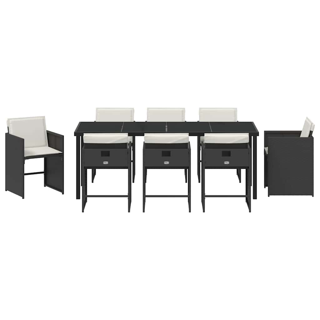 Σέτ φαγητού για κήπο 9 pcs Μαύρο συνθετικό ρατάν - Pakobazaar