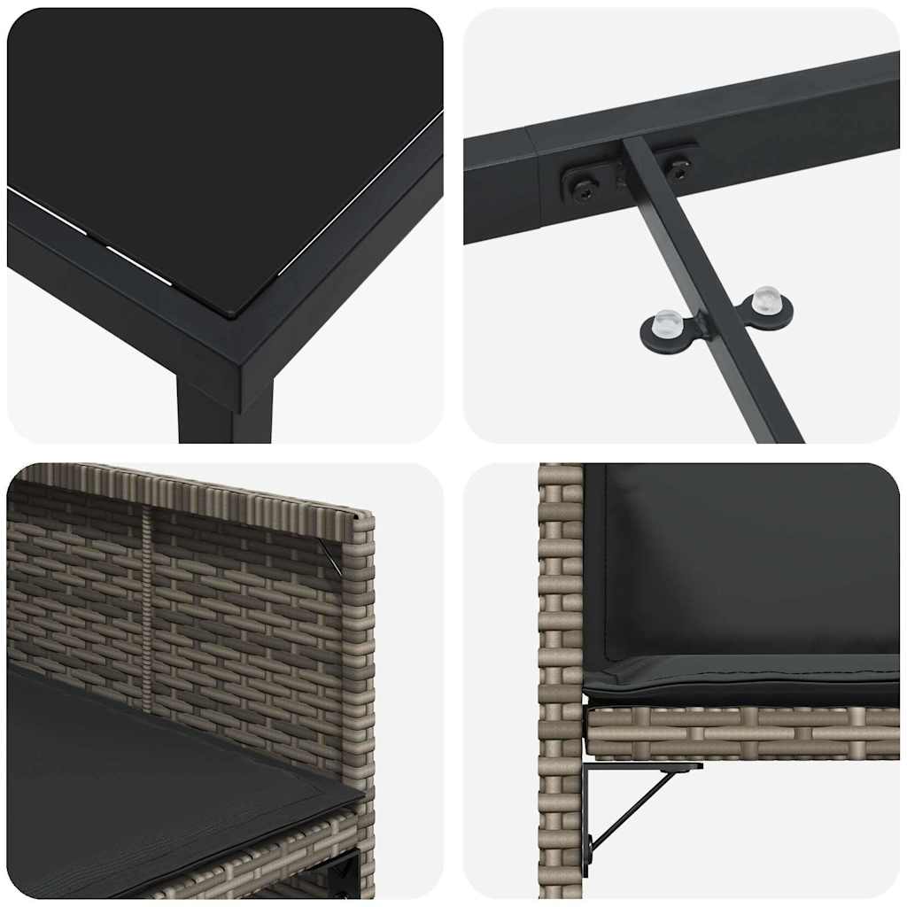 Σέτ φαγητού για κήπο 9 pcs Γκρι συνθετικό ρατάν - Pakobazaar