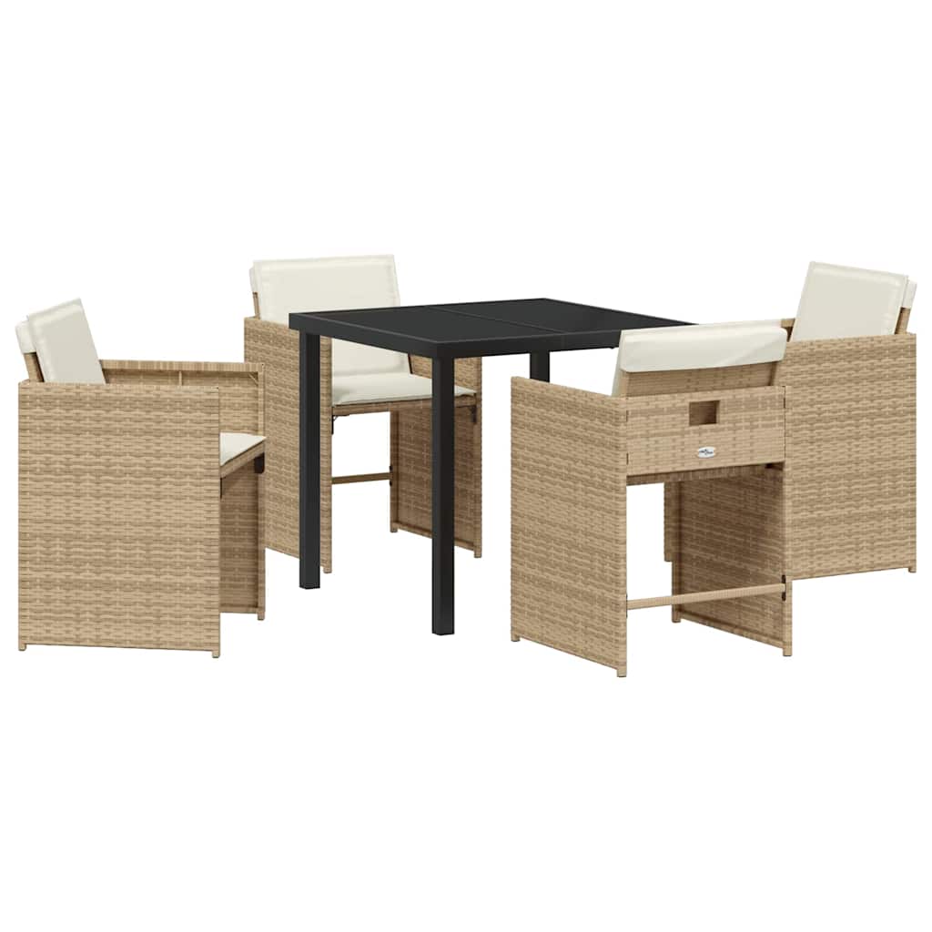 Σέτ φαγητού για κήπο 5 pcs Μπεζ συνθετικό ρατάν - Pakobazaar