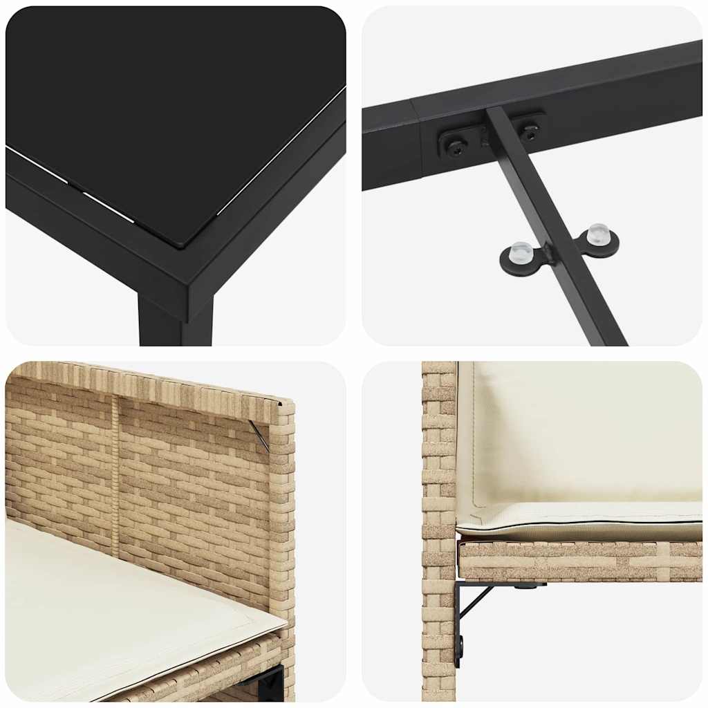 Σέτ φαγητού για κήπο 9 pcs Μπεζ συνθετικό ρατάν - Pakobazaar