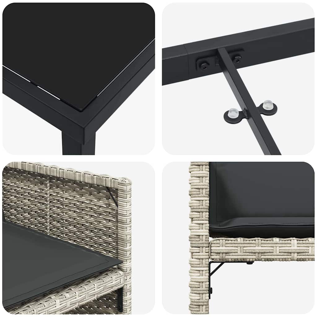 Σέτ φαγητού για κήπο 5 pcs Ανοιχτό γκρι συνθετικό ρατάν - Pakobazaar