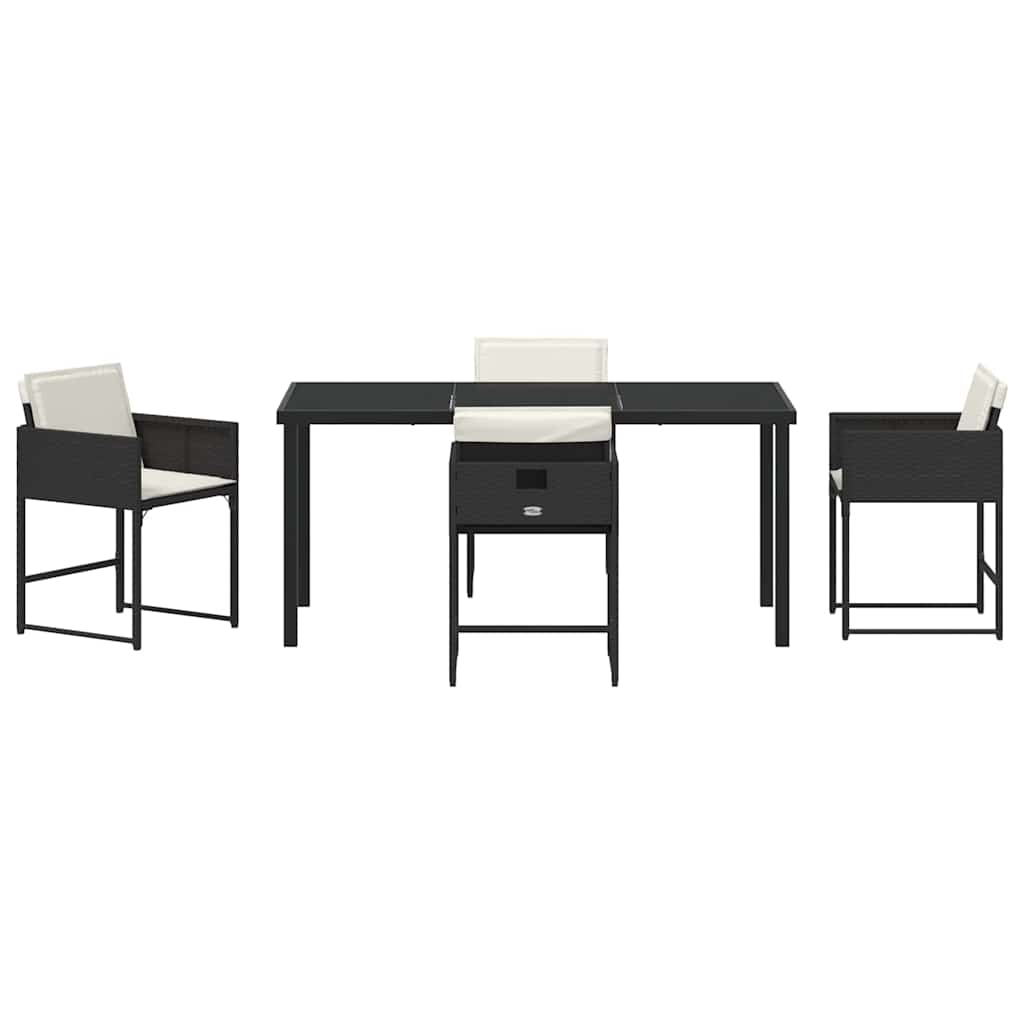 Σέτ φαγητού για κήπο 5 pcs Μαύρο συνθετικό ρατάν - Pakobazaar