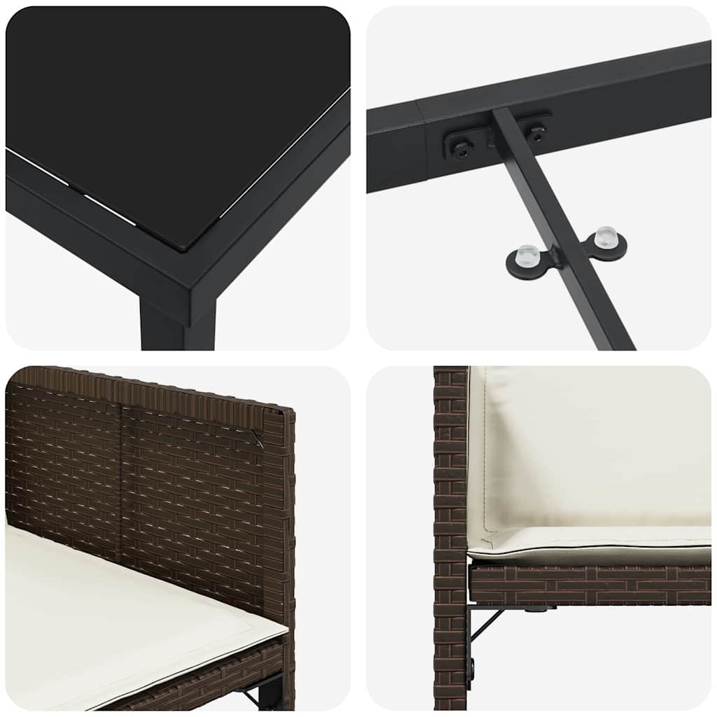 Σέτ φαγητού για κήπο 9 pcs Καφέ συνθετικό ρατάν - Pakobazaar