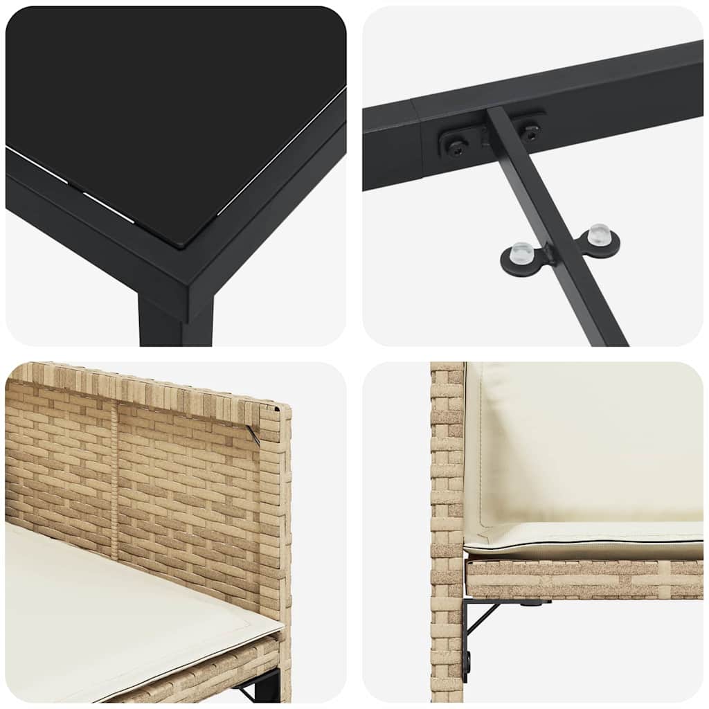 Σέτ φαγητού για κήπο 5 pcs Μπεζ συνθετικό ρατάν - Pakobazaar