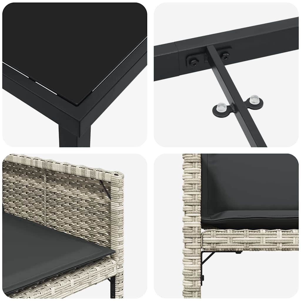 Σέτ φαγητού για κήπο 5 pcs Ανοιχτό γκρι συνθετικό ρατάν - Pakobazaar