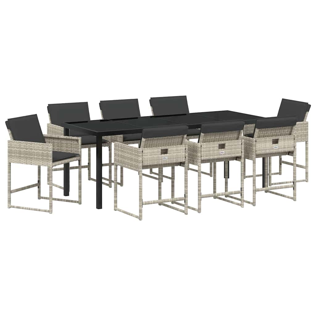 Σέτ φαγητού για κήπο 9 pcs Ανοιχτό γκρι συνθετικό ρατάν - Pakobazaar