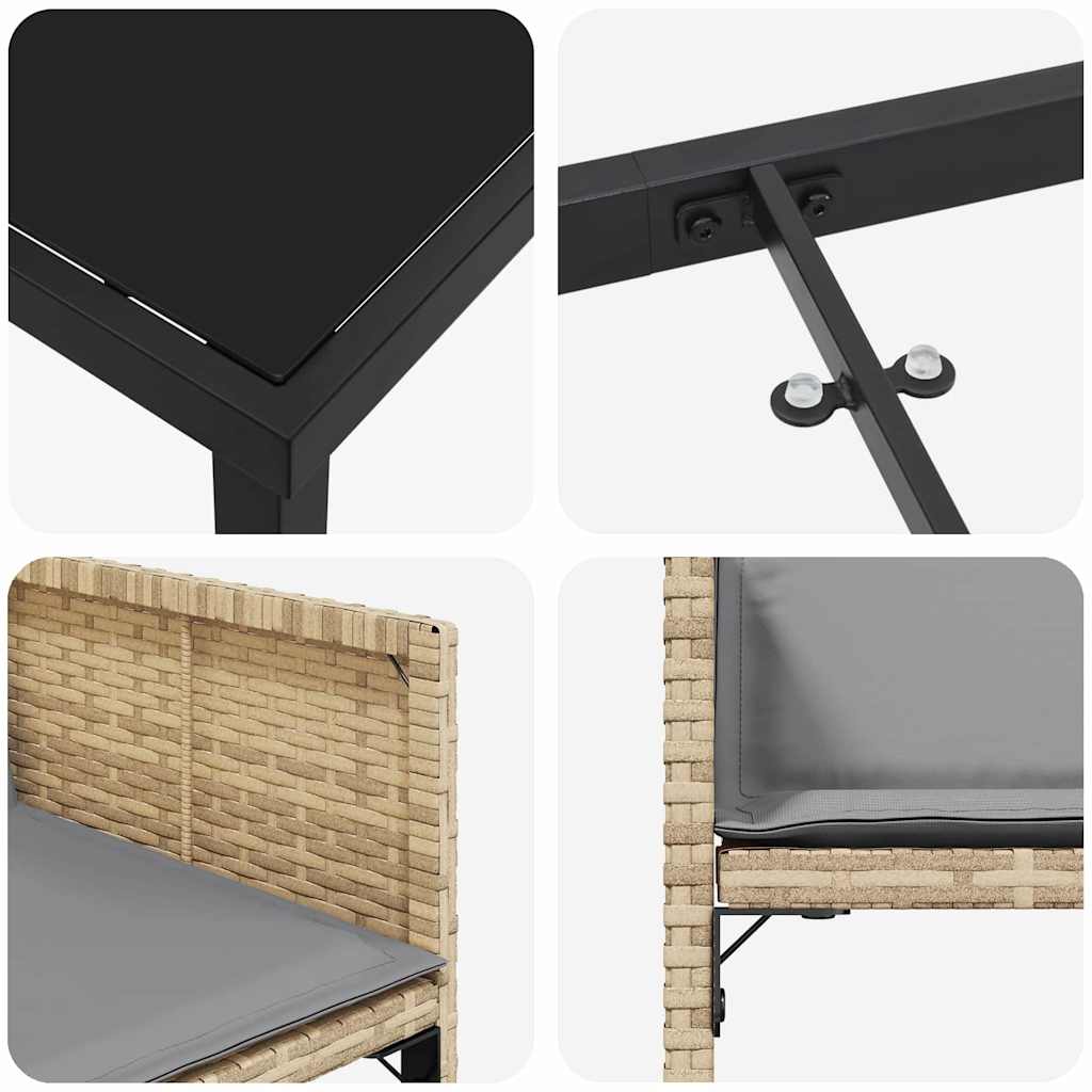 Σέτ φαγητού για κήπο 5 pcs Μπεζ συνθετικό ρατάν - Pakobazaar