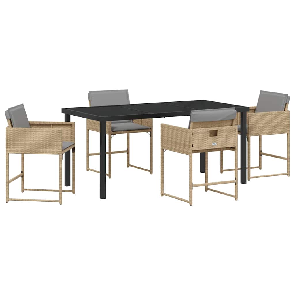 Σέτ φαγητού για κήπο 5 pcs Μπεζ συνθετικό ρατάν - Pakobazaar